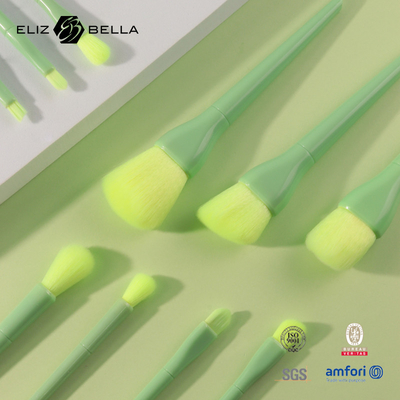 OEM 9 adet Sentetik Saç Makyaj Fırça Seti Açık Yeşil Plastik Saplı