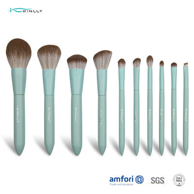 Wooden Handle 10pcs Alu Ferrules Cosmetic Makeup Brush Set
