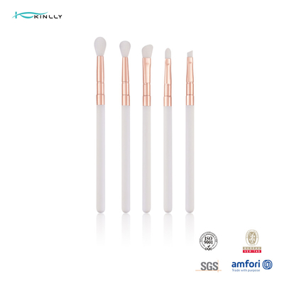 5 adet Plastik Makyaj Fırçaları Beyaz Plastik Saplı Vegan Fiber Göz Makyaj Fırçası Seti