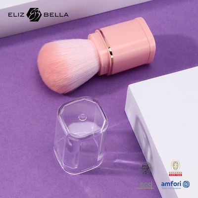 Çekici fırça makyaj tozu fırça pembe plastik sapı 100% sentetik saç plastik sapı OEM