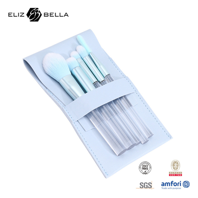 5 adet kozmetik makyaj fırçası sentetik saç ve alüminyum ferrule ile.