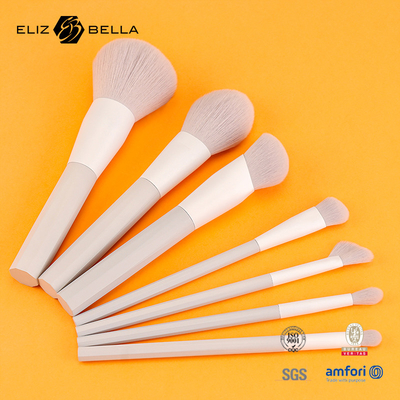 7 adet sentetik saçlı makyaj fırçası ve plastik sapı alüminyum ferrule, OEM siparişleri hoş geldiniz