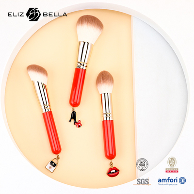 3pcs Ahşap Talip Temel Kozmetik Fırça Set Sentetik Saç Makyaj Araçları OEM ODM