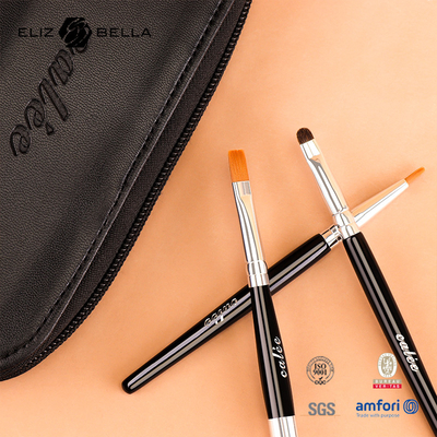 Siyah ahşap sapı ve alüminyum ferrule ile 9 adet Travel Pro makyaj fırçaları özelleştirin