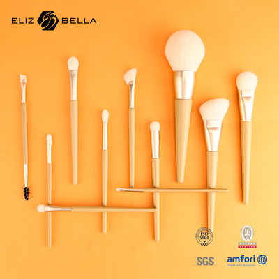 11 Parça Güzel Ahşap Eldiven Güzellik Makyaj fırçası Araçlar,Alüminyum Ferrule Kozmetik Fırçalar,Sentetik Saç Fırçaları Kits