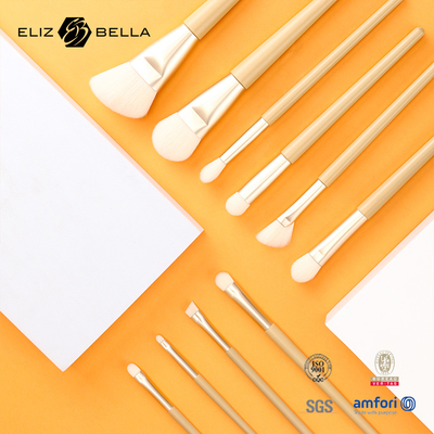 11 Parça Güzel Ahşap Eldiven Güzellik Makyaj fırçası Araçlar,Alüminyum Ferrule Kozmetik Fırçalar,Sentetik Saç Fırçaları Kits