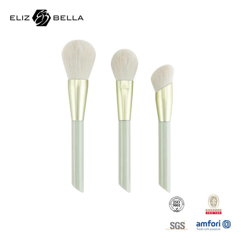 3 adet özel makyaj fırçası Toz, Blush, Kontür fırçası, Plastik sap ve Alüminyum ferrule için.