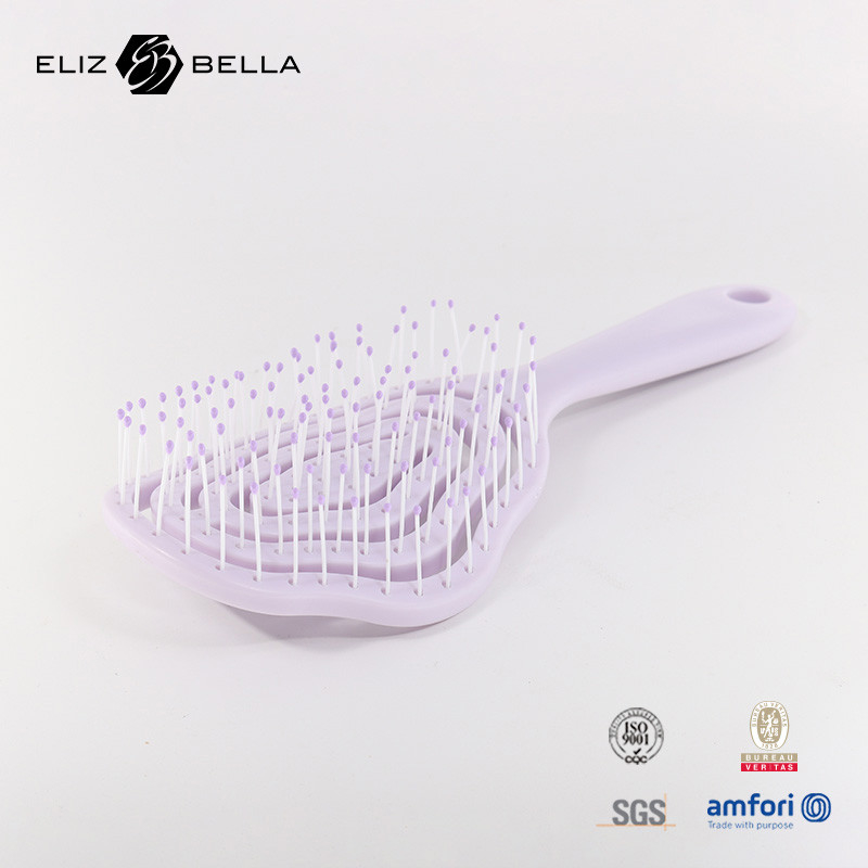 Özel Logo Islak ve Kuru Kavisli Ventilasyon Saç Masajı Saç fırçası Kare Paddle Detangle Saç fırçası Kıvırcık saç için