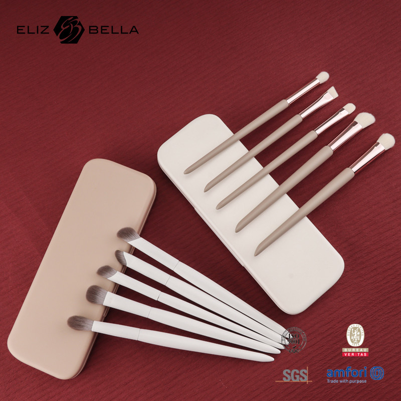 Mini Seyahat Makyaj Fırça Setü 5PCS Vegan & Acımasız Göz ve Yüz Kozmetik Fırçaları